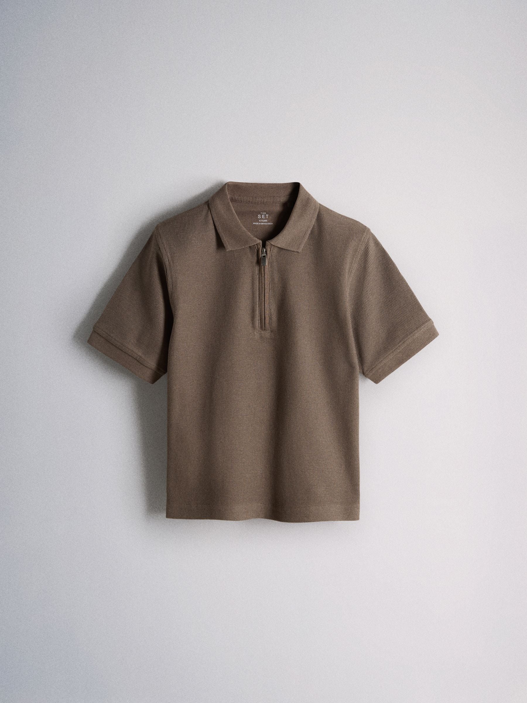 Buy The Set 3 Pack Textured Jersey Zip Neck Short Sleeve Polo