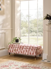 Nina Campbell Rowan Ikat Wine Red Rosebury Storage Ottoman Bench - Image 1 of 8