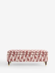 Nina Campbell Rowan Ikat Wine Red Rosebury Storage Ottoman Bench - Image 3 of 8