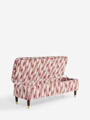 Nina Campbell Rowan Ikat Wine Red Rosebury Storage Ottoman Bench - Image 4 of 8