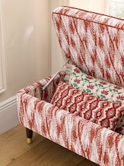 Nina Campbell Rowan Ikat Wine Red Rosebury Storage Ottoman Bench - Image 6 of 8