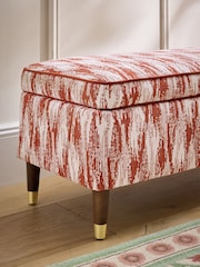 Nina Campbell Rowan Ikat Wine Red Rosebury Storage Ottoman Bench - Image 7 of 8