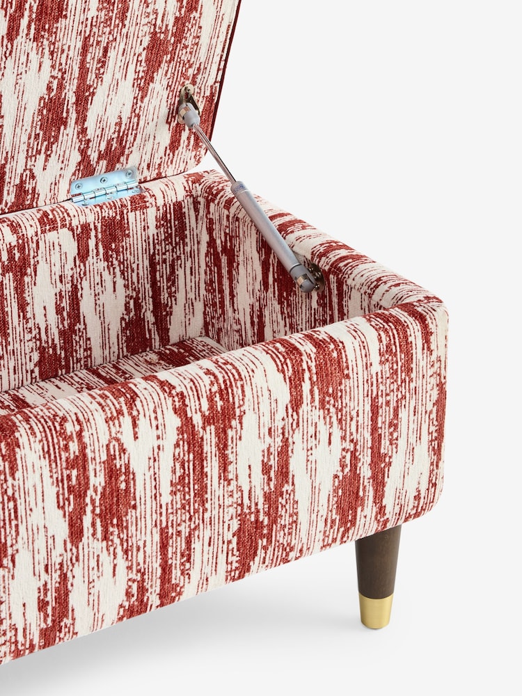 Nina Campbell Rowan Ikat Wine Red Rosebury Storage Ottoman Bench - Image 8 of 8 Nina Campbell Rowan Ikat Wine Red Rosebury Storage Ottoman Bench - Image 8 of 8
