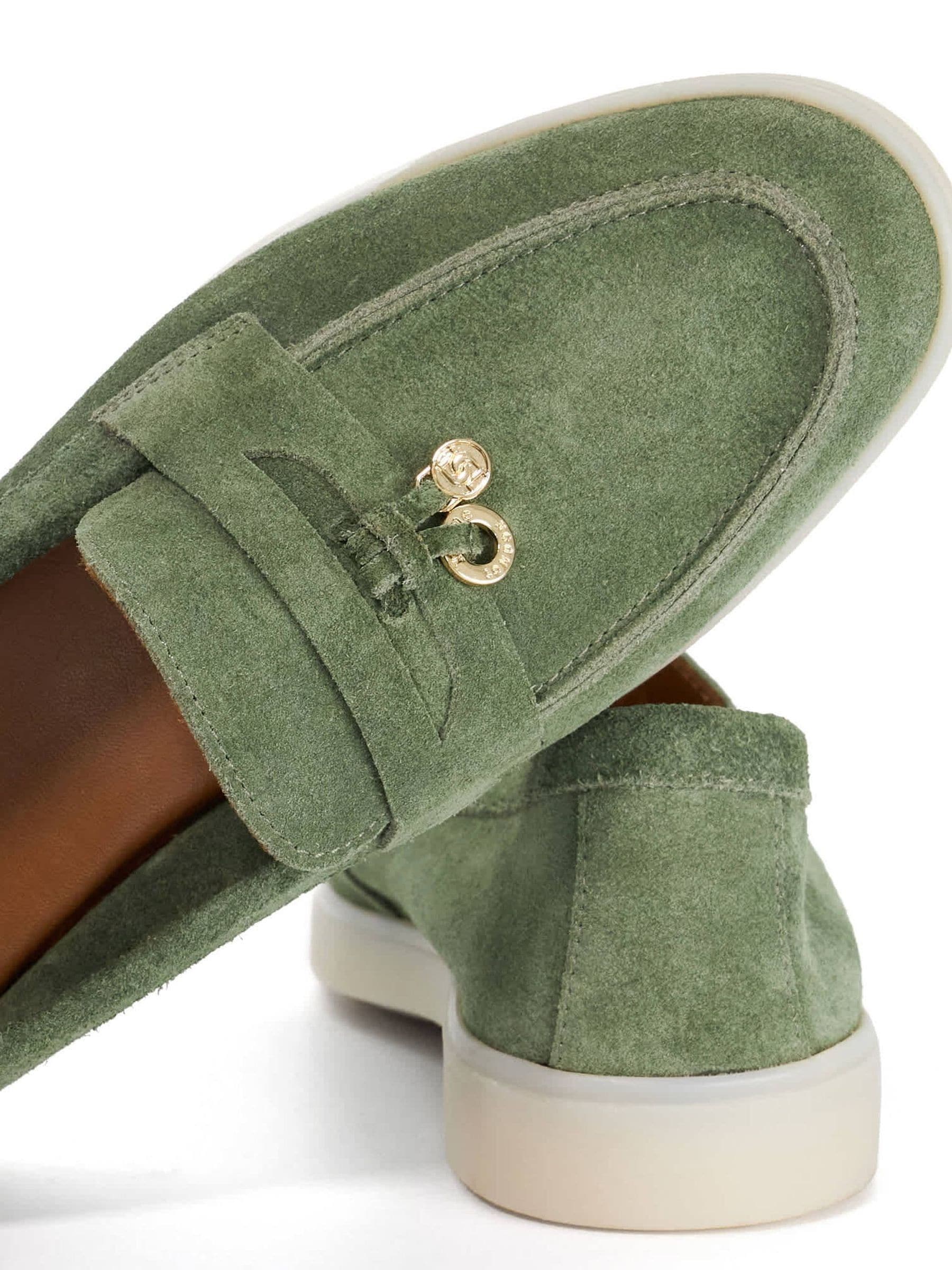 Buy Dune London Green Standard Fit Grinning Unlined Suede Loafers
