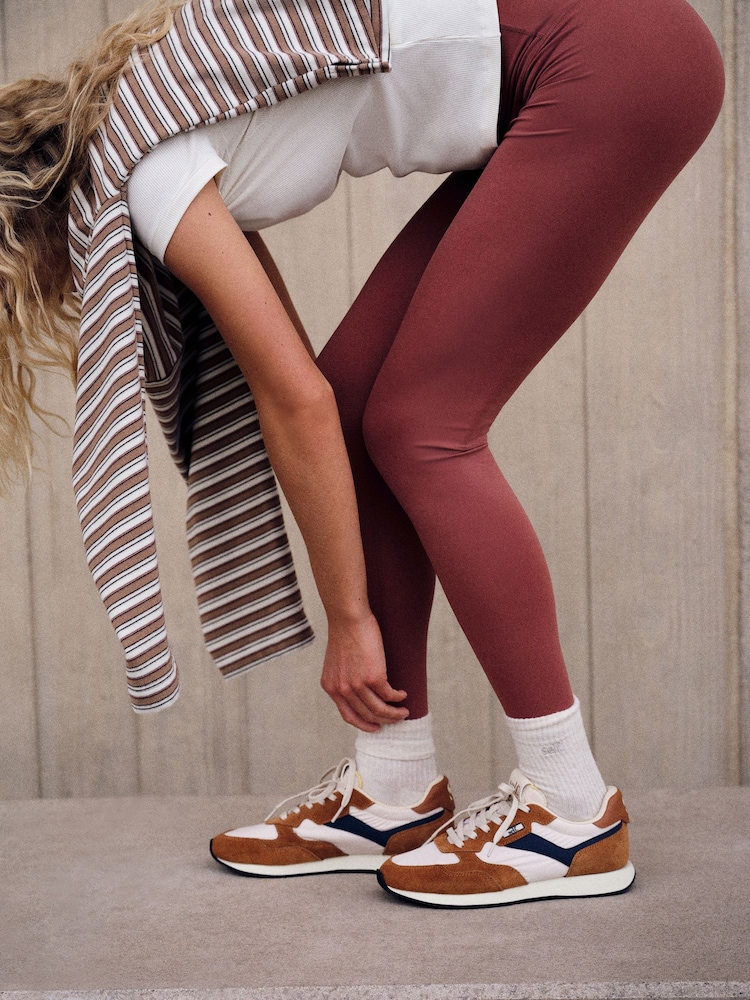 self. Neutral Mixed Material Panel Lace Up Trainers - Image 2 of 2 self. Neutral Mixed Material Panel Lace Up Trainers - Image 2 of 2