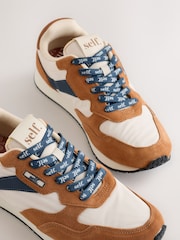 中性色 - self. Mixed Material Panel Lace Up Trainers - 图片6 / 8