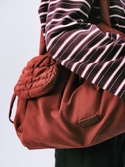 self. Rust Brown Nylon Ruched Charm Pouch Bag - Image 2 of 10