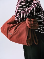 self. Rust Brown Nylon Ruched Charm Pouch Bag - Image 3 of 10