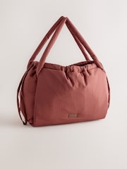 self. Rust Brown Nylon Ruched Charm Pouch Bag - Image 4 of 10