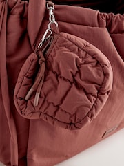self. Rust Brown Nylon Ruched Charm Pouch Bag - Image 6 of 10