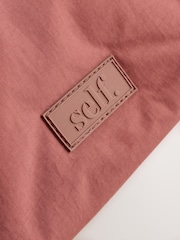 self. Rust Brown Nylon Ruched Charm Pouch Bag - Image 8 of 10