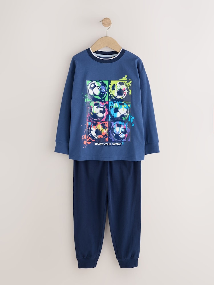 Rainbow Navy Football Long Sleeve Pyjamas 2 Pack (3-16yrs) - Image 2 of 11 Rainbow Navy Football Long Sleeve Pyjamas 2 Pack (3-16yrs) - Image 2 of 11