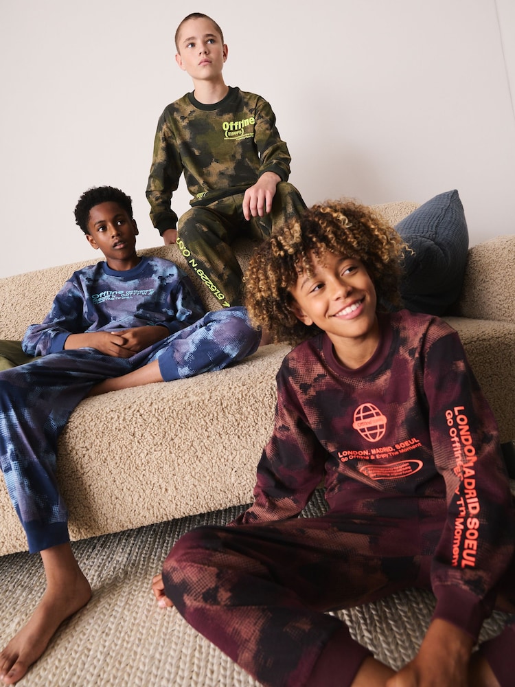 Blue/Yellow/Red Offline Long Sleeve Pyjamas 3 Pack (3-16yrs) - Image 2 of 14 Blue/Yellow/Red Offline Long Sleeve Pyjamas 3 Pack (3-16yrs) - Image 2 of 14