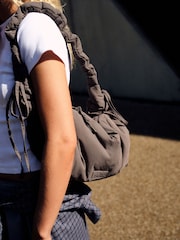 self. Grey Ruched Shoulder Bag - Image 4 of 9
