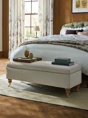 Laura Ashley Ullswater Stripe Green Clipsham Storage Ottoman Bench - Image 1 of 8