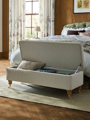 Laura Ashley Ullswater Stripe Green Clipsham Storage Ottoman Bench - Image 2 of 8