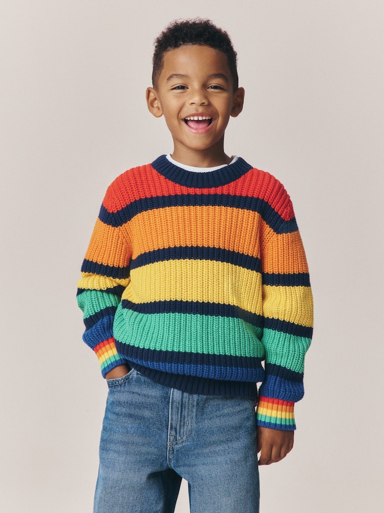 Little Bird by Jools Oliver Rainbow Stripe Knitted Jumper - Image 1 of 8