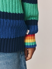 Little Bird by Jools Oliver Rainbow Stripe Knitted Jumper - Image 4 of 8