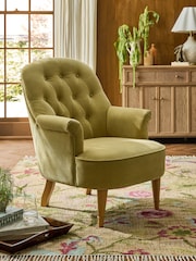 Laura Ashley Hundon Chenille Pale Olive Green Alveston Accent Chair - Image 1 of 7