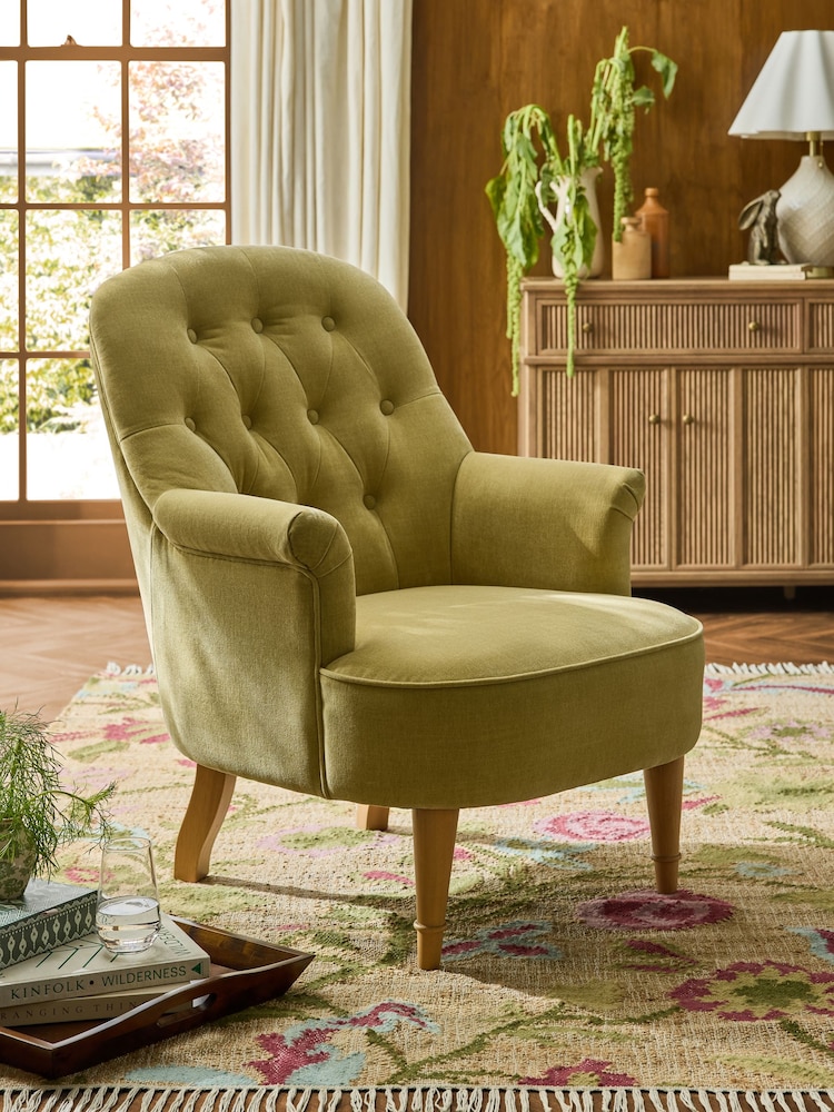 Laura Ashley Hundon Chenille Pale Olive Green Alveston Accent Chair - Image 1 of 7 Laura Ashley Hundon Chenille Pale Olive Green Alveston Accent Chair - Image 1 of 7