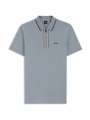 Сірий - BOSS Philix Quarter Zip Polo Shirt - Image 1 of 1