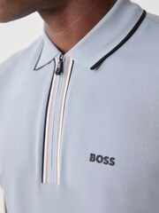 BOSS Grey Philix Quarter Zip Polo Shirt - Image 4 of 5