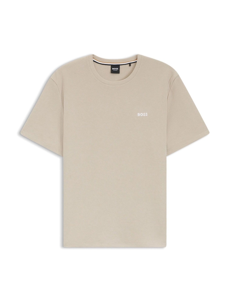 BOSS Natural Short Sleeve Logo Waffle T-Shirt - Image 1 of 1