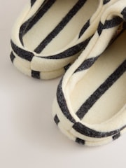 Cream/Black Wool Striped Mule Slippers - Image 5 of 5