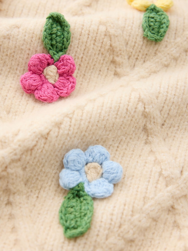 Little Bird by Jools Oliver Rainbow Floral & Cable Cardigan - Image 10 of 10
