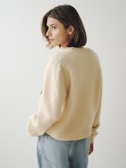 Little Bird by Jools Oliver Rainbow Floral & Cable Cardigan - Image 3 of 10