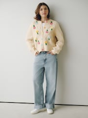 Little Bird by Jools Oliver Rainbow Floral & Cable Cardigan - Image 4 of 10