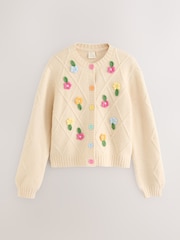 Little Bird by Jools Oliver Rainbow Floral & Cable Cardigan - Image 5 of 10