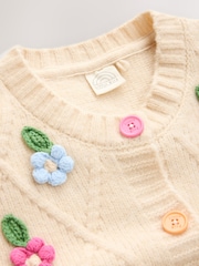 Little Bird by Jools Oliver Rainbow Floral & Cable Cardigan - Image 7 of 10