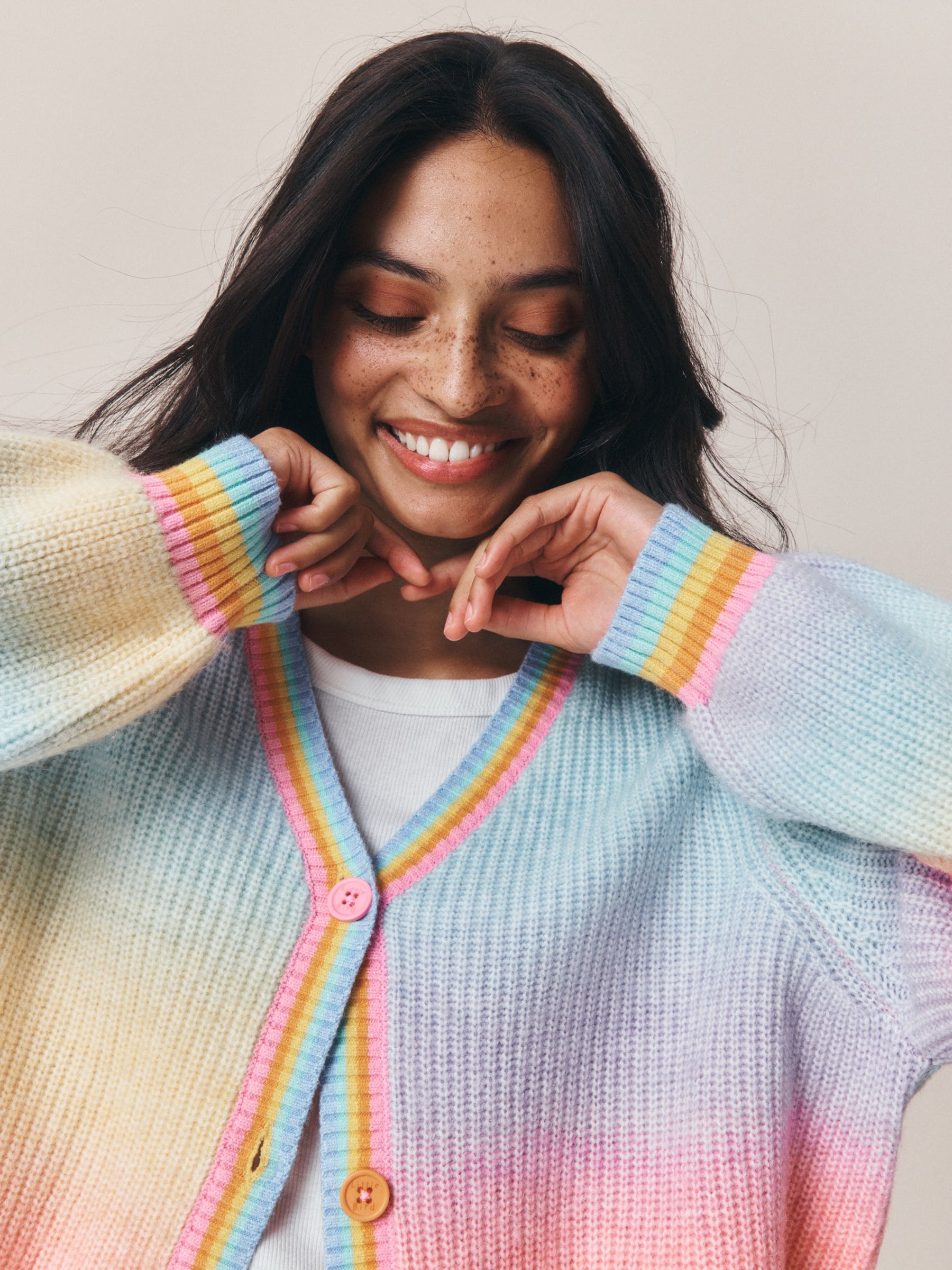Buy Little Bird by Jools Oliver Rainbow Ombre V-Neck Cardigan from