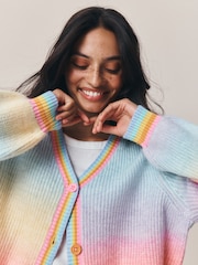 Little Bird by Jools Oliver Rainbow Ombre V-Neck Cardigan - Image 3 of 12