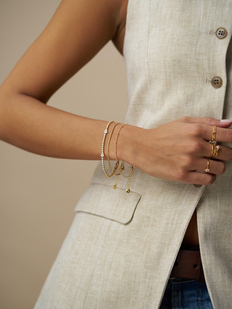 Orelia London Gold Tone Flower Stationed Tennis Bracelet - Image 1 of 3