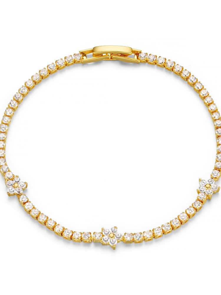 Orelia London Gold Tone Flower Stationed Tennis Bracelet - Image 2 of 3