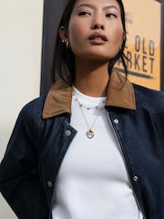 Orelia London Semi-Precious Sodalite Stationed Chip Gold Tone Necklace - Image 4 of 7