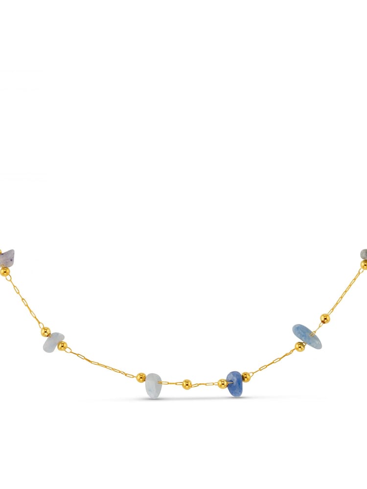 Orelia London Semi-Precious Sodalite Stationed Chip Gold Tone Necklace - Image 7 of 7