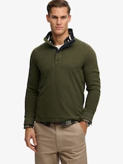 Superdry Green Cotton Classic Jersey Half Zip Sweatshirt - Image 1 of 5