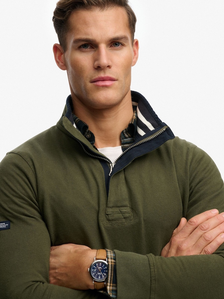 Superdry Green Cotton Classic Jersey Half Zip Sweatshirt - Image 2 of 5