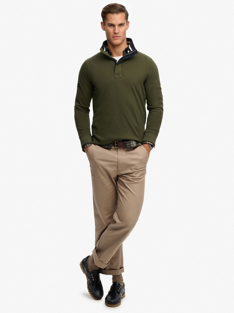 Superdry Green Cotton Classic Jersey Half Zip Sweatshirt - Image 5 of 5