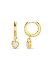 Orelia London Gold Tone Opal Heart Drop Huggie Hoop Earrings - Image 1 of 3