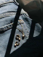 Orelia London Gold Tone Opal Heart Drop Huggie Hoop Earrings - Image 3 of 3