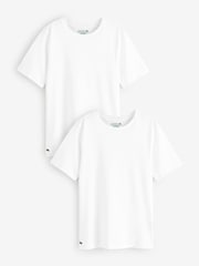 Lacoste White Short Sleeve Under Shirts 2 Pack - Image 1 of 3