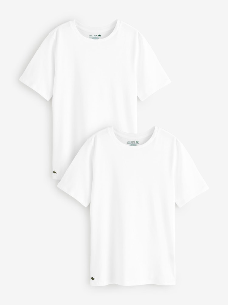 Lacoste White Short Sleeve Under Shirts 2 Pack - Image 1 of 3
