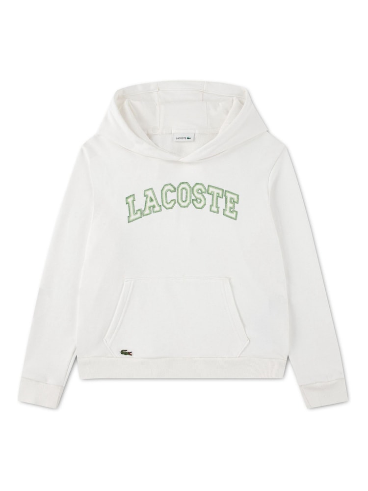 Lacoste White Chain Stitch Pullover Hoodie - Image 1 of 4 Lacoste White Chain Stitch Pullover Hoodie - Image 1 of 4