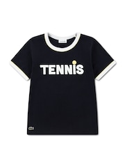 Lacoste Black Tennis Ringer T-Shirt - Image 1 of 4