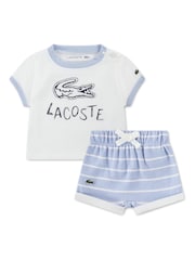 Lacoste White Croc Effect Graphic T-Shirt and Short Set - Image 1 of 5