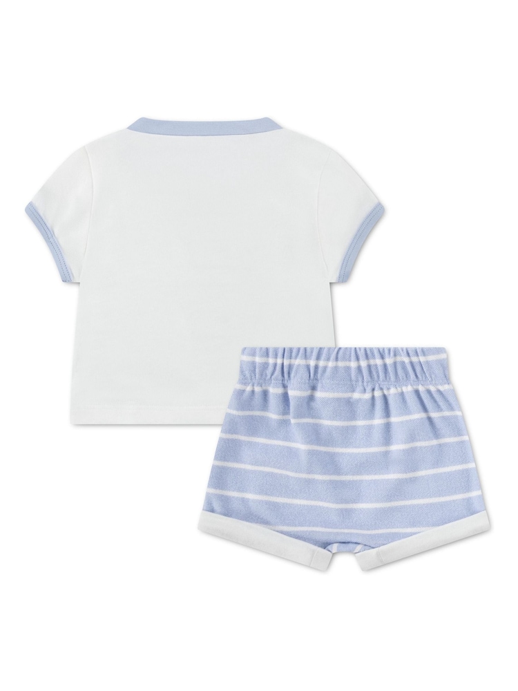 Lacoste White Croc Effect Graphic T-Shirt and Short Set - Image 2 of 5